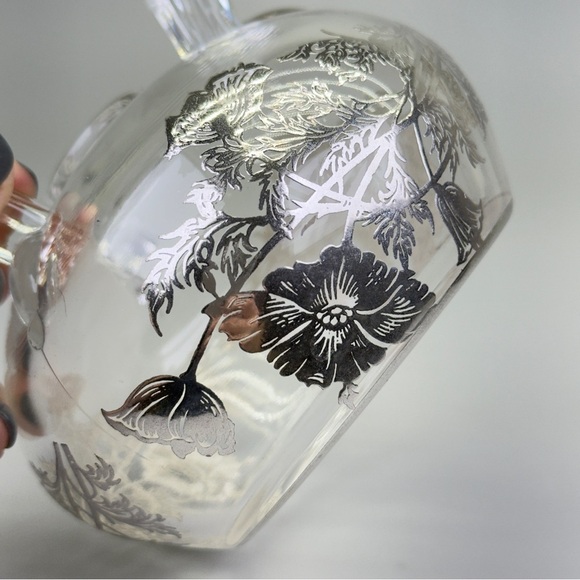 Vintage Silver Overlay Footed Glass Dish - Picture 5 of 6